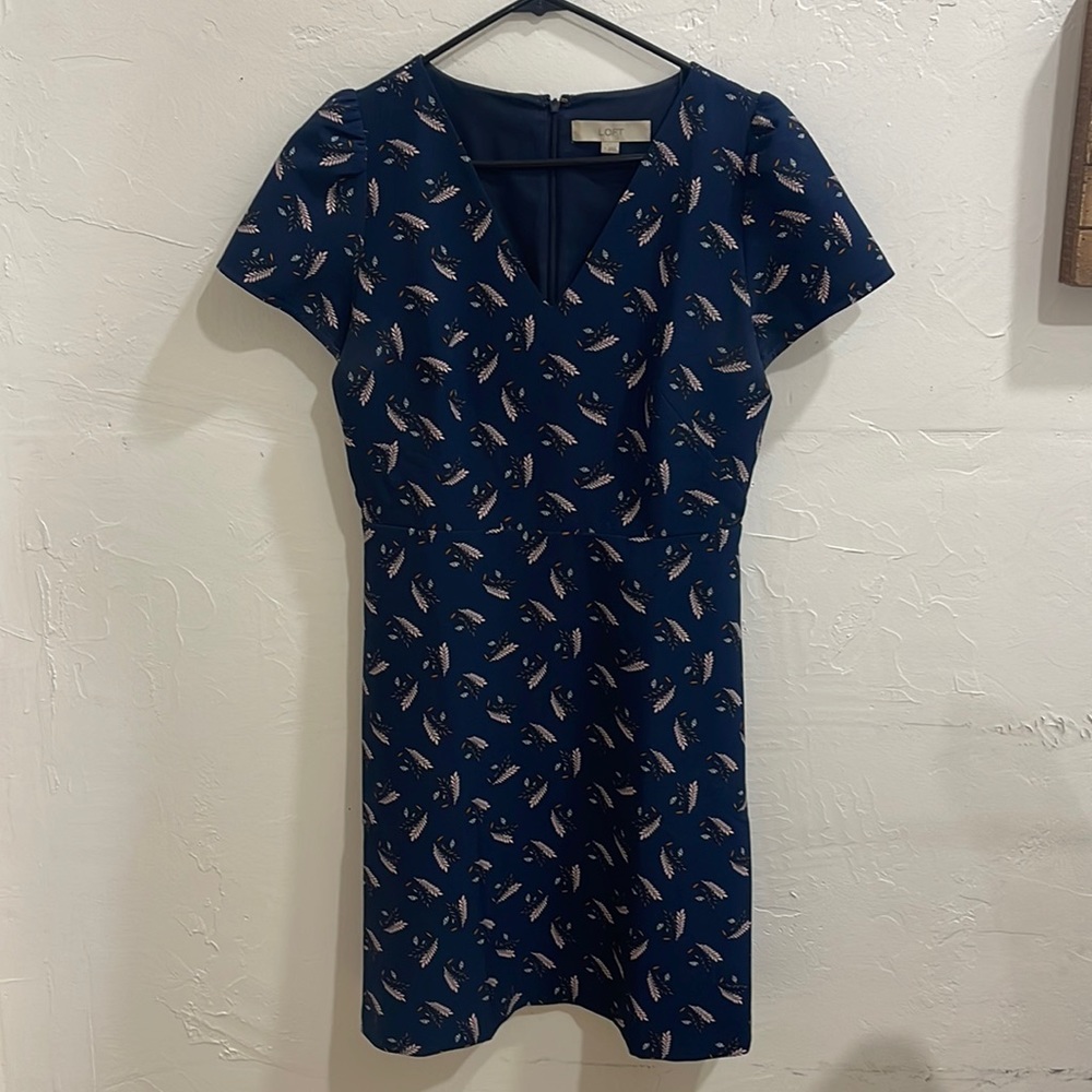 Loft a line blue dress size 4